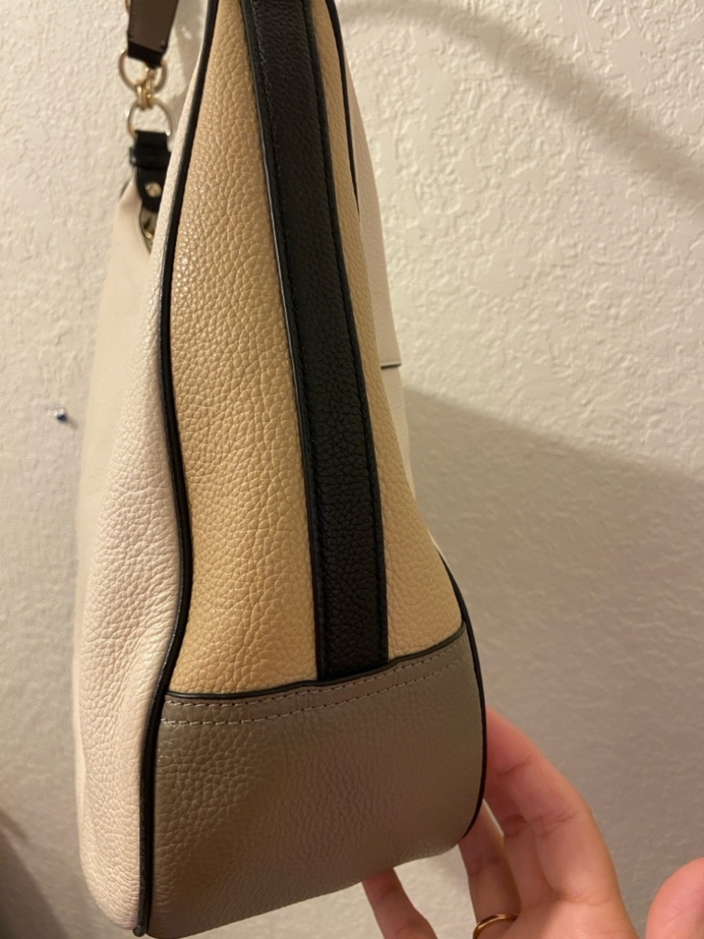 Coach Harley Hobo Geometric Ivory Tri-Color Pebbled Leather Shoulder Bag - Picture 4 of 16